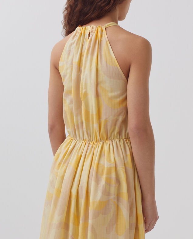 Robe longue encolure américaine H413 anemone yellow