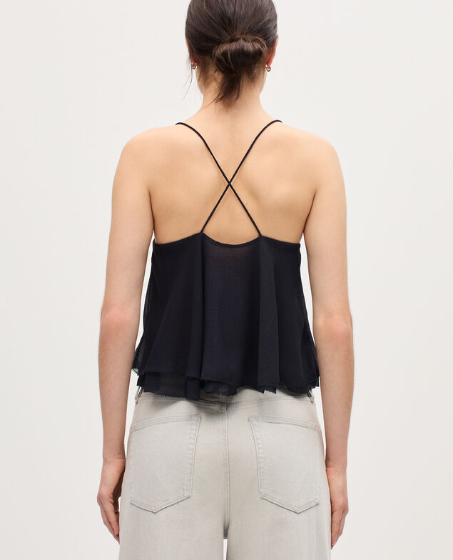 Top en mousseline à bretelles croisées K080 vulcan gray