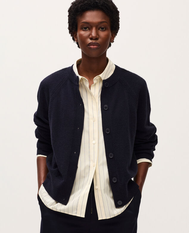 Cardigan col rond en cachemire K692 navy st black