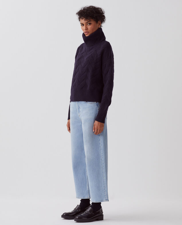 Pull col roulé en laine H695 night sky