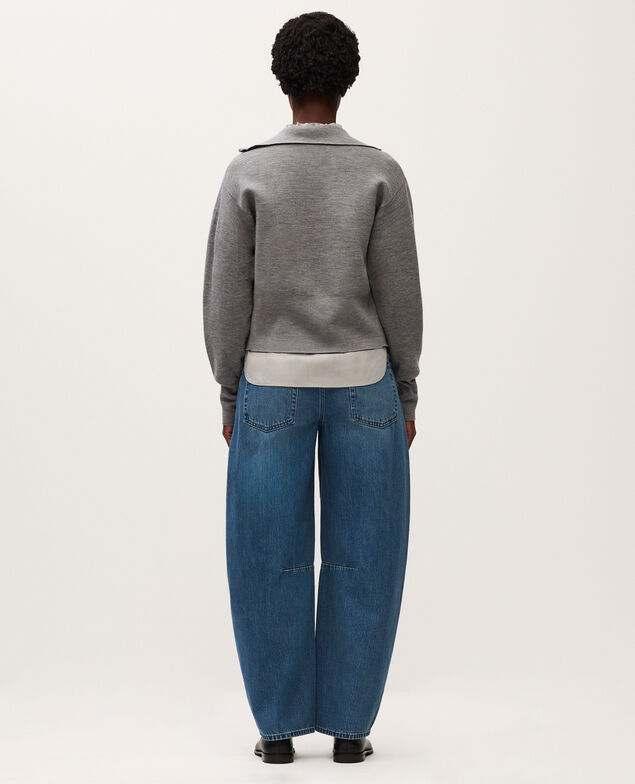 Cardigan zippé en laine mérinos K070 mel gray