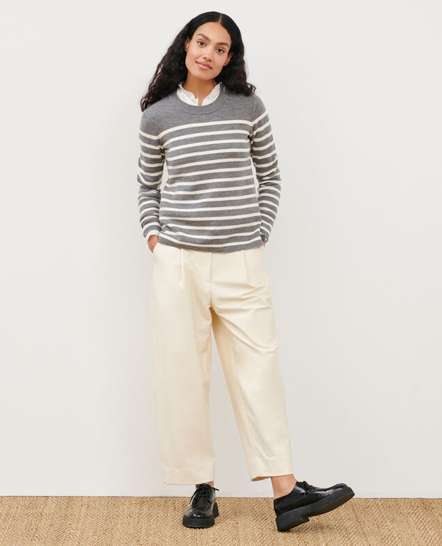 MADDY - Pull marin en laine mérinos 8873 04 grey stripes