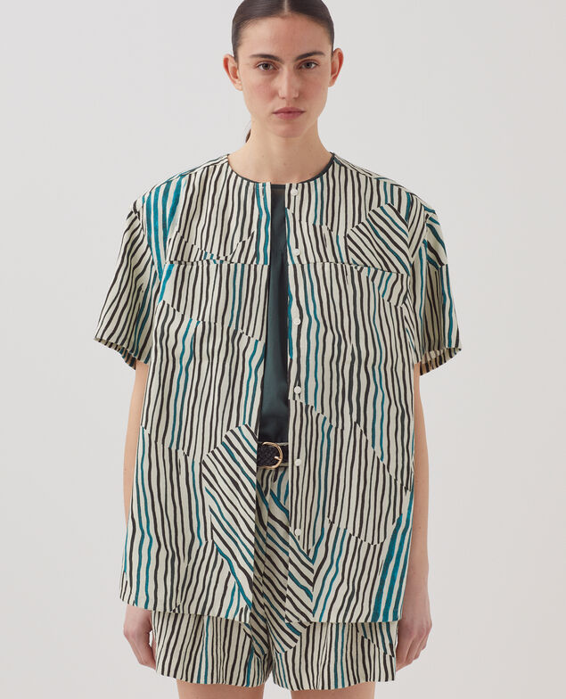 Chemise fluide à imprimé zébré J014 big zebra ecru