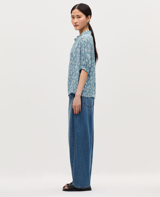 Blouse fluide manches courtes K610 daisy blue