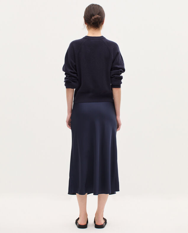 Jupe midi fluide satinée H695 night sky