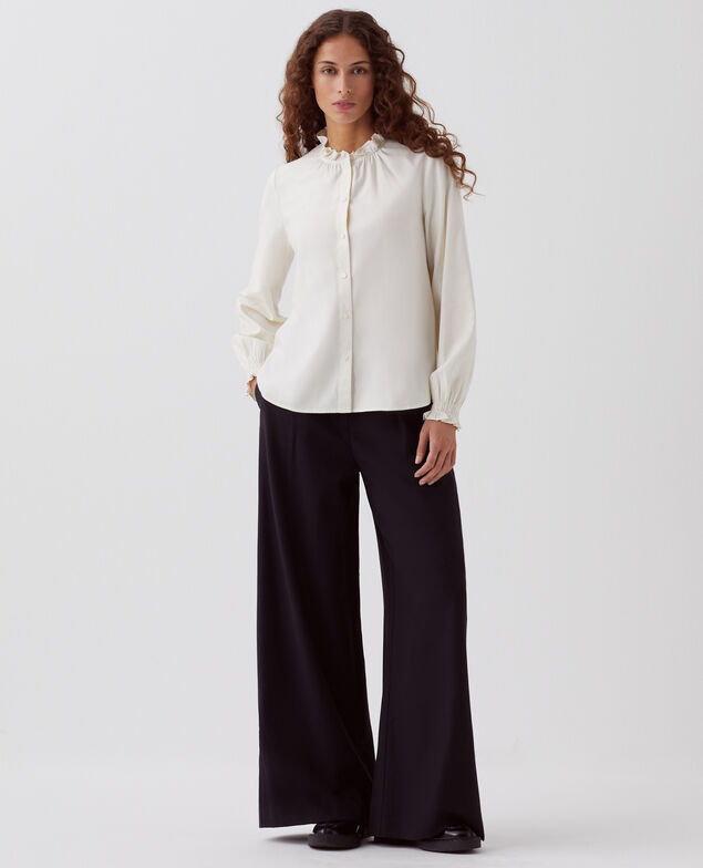 Blouse à col volanté I012 papyrus creme