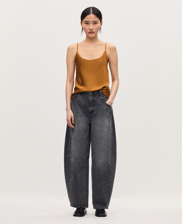 Top satiné à fines bretelles K340 bone brown