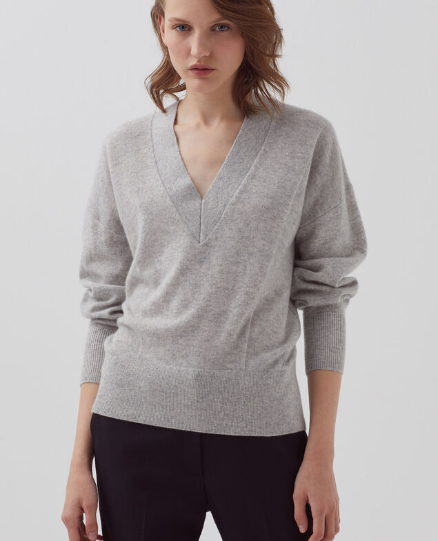 Pull col V en cachemire I020 ashen gray