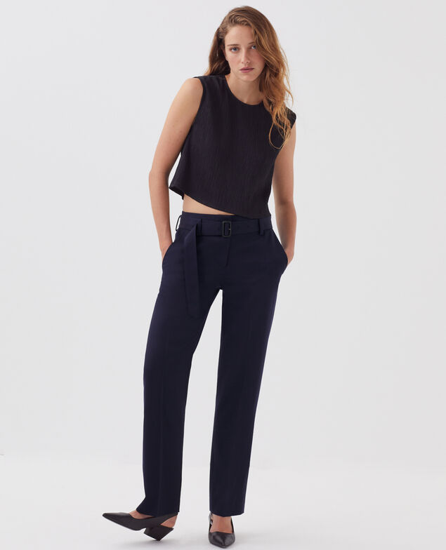 Pantalon droit ajusté en laine COLETTE H695 night sky