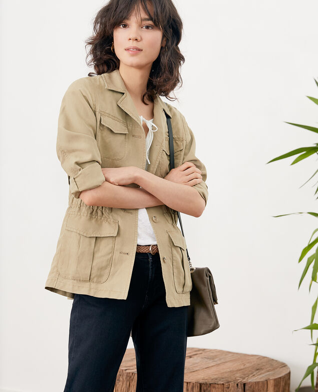 Veste saharienne avec lin Mastic
