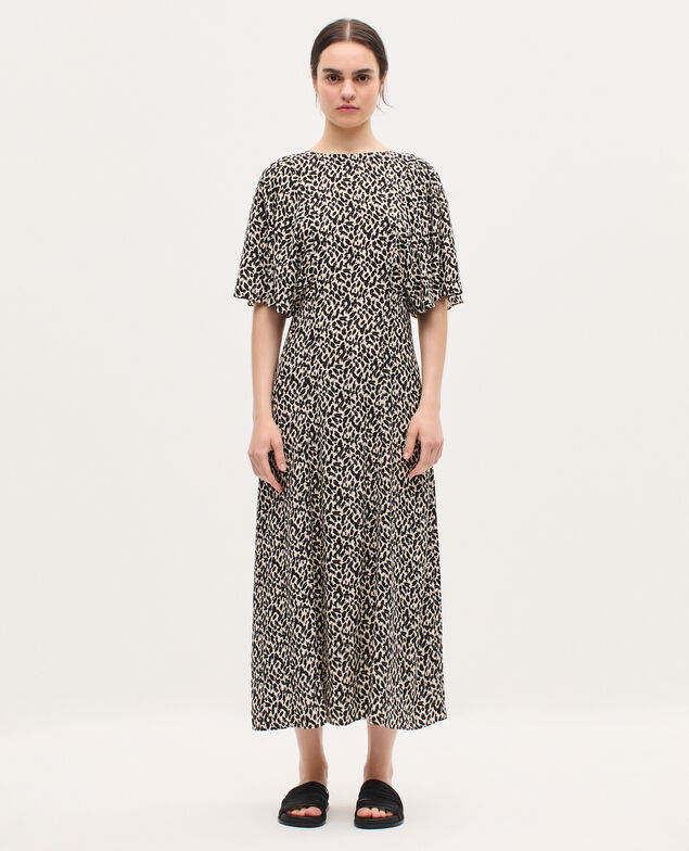 Robe longue fluide K010 leo ecru