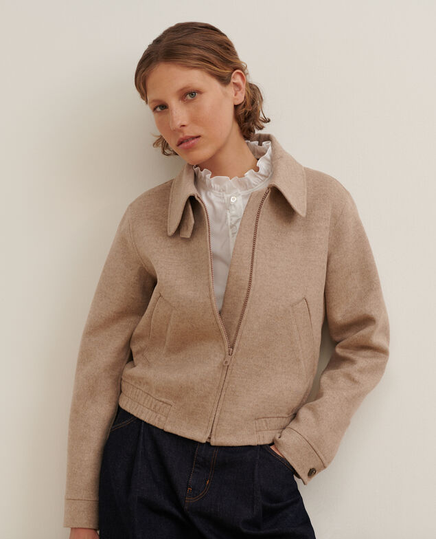 Blouson court en laine mélangée A304 natural