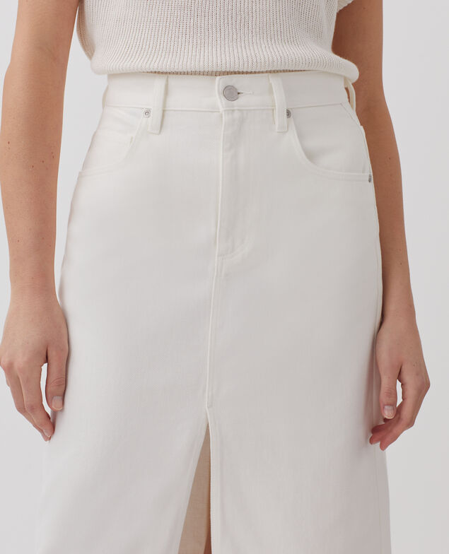 Jupe midi en denim H003 white