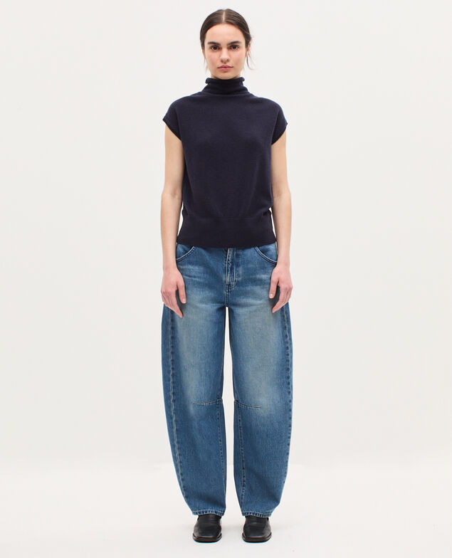 Pull sans manches en cachemire  K691 navy st gray