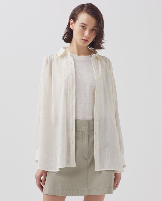 Chemise en coton froissé H303 white swan