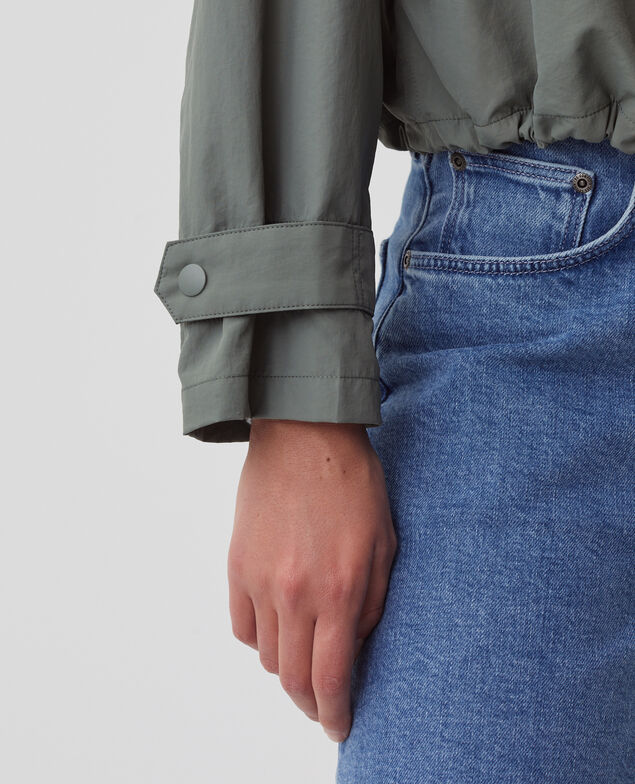 Blouson court à capuche déperlant J560 basil dark green