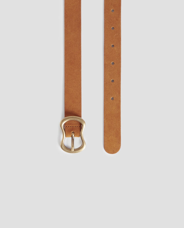 Ceinture fine en cuir suédé H323 camel