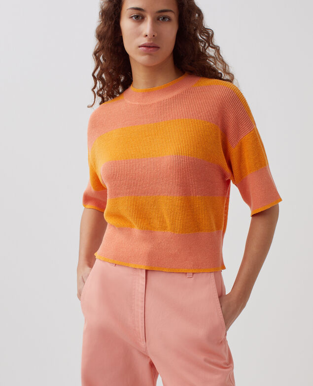 Pull cropped à manches courtes en lin H230 large sheen