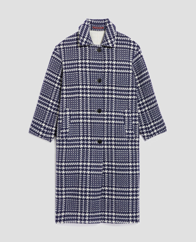 Manteau long I681 houndstooth ble