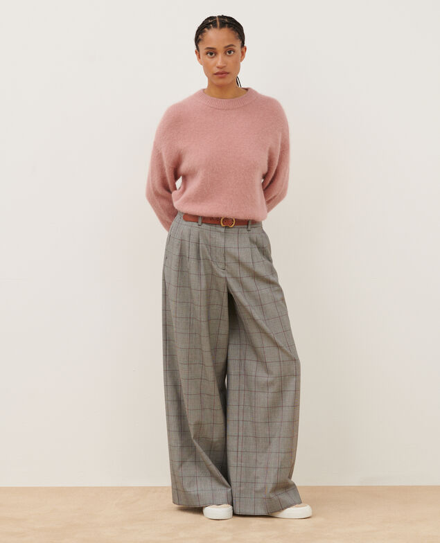 Pantalon ample en laine YVONNE A030 grey check