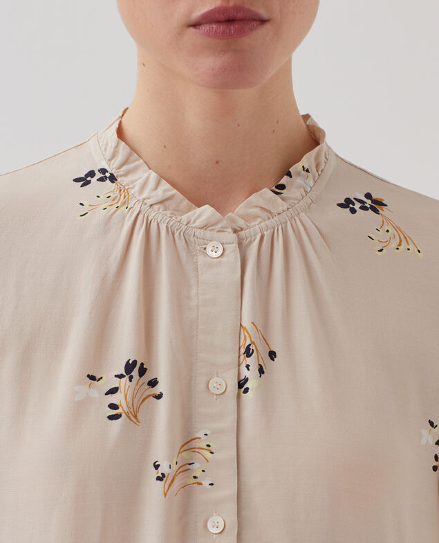 Chemise fluide à manches courtes J311 fl bouquet beige
