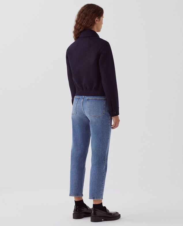Blouson court en laine mélangée 8841 69 navy