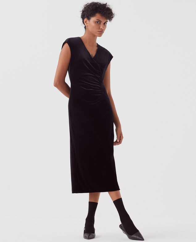 Robe longue en velours H091 black beauty
