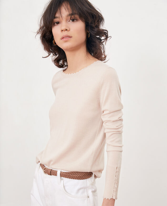 Pull fin en laine Biscuit