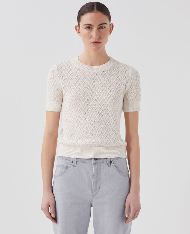 Pull à manches courtes en lin H303 white swan