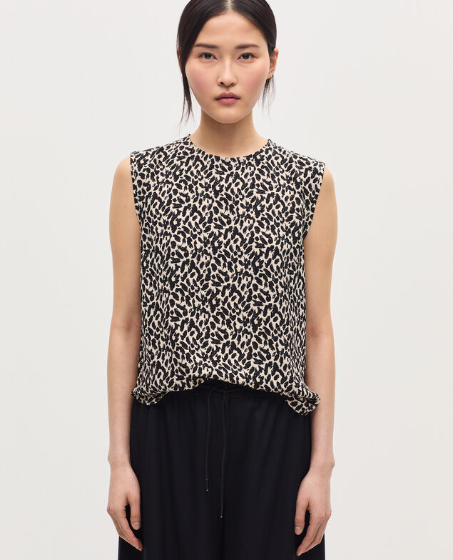 Top sans manches fluide K010 leo ecru