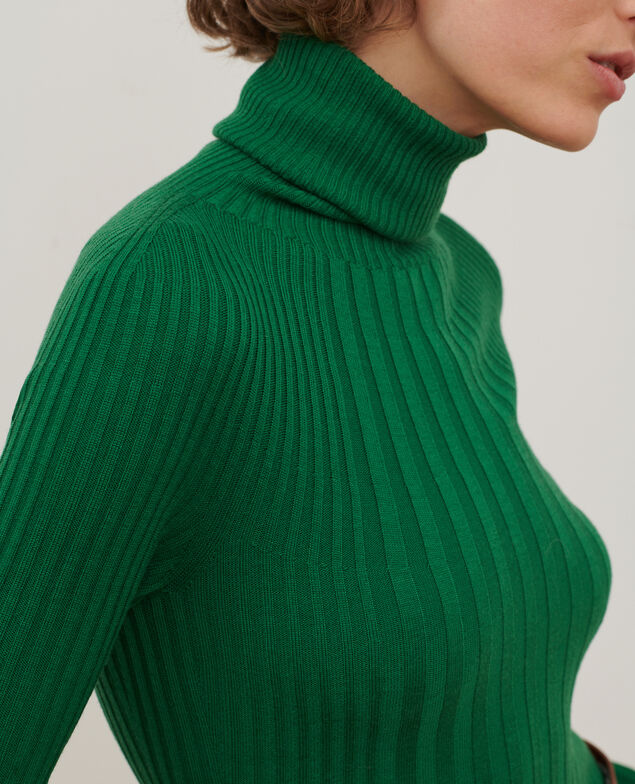 Pull col roulé en laine mérinos A541 bright green knit