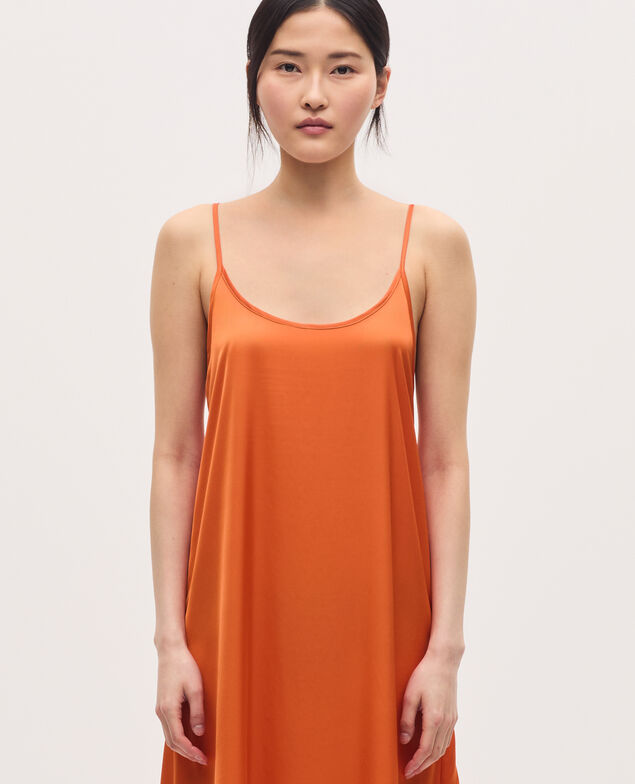 Robe longue nuisette satinée K240 apricot orange