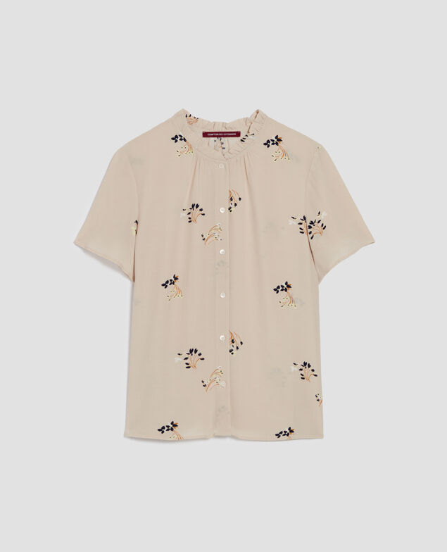 Chemise fluide à manches courtes J311 fl bouquet beige