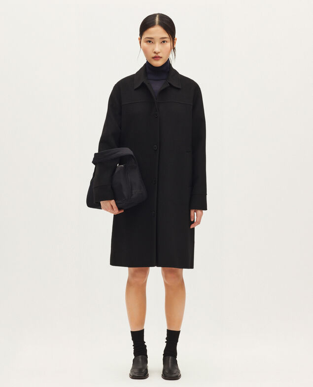 Manteau droit mi-long H091 black beauty