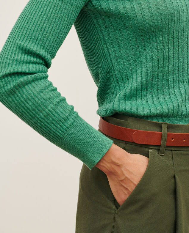 Pull texturé en lin 0542 pine green