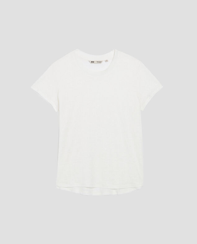 T-shirt col rond en lin AMANDINE U010 off white