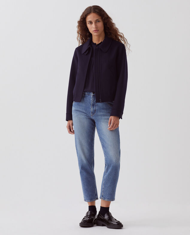 Blouson court en laine mélangée 8841 69 navy