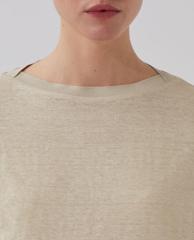 T-shirt boxy en lin KARO J020 beige lining