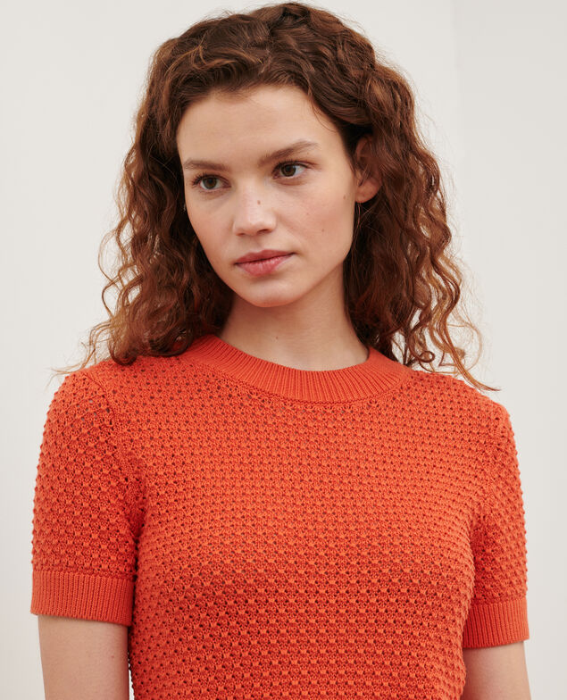 Pull à manches courtes en coton 0220 apricot orange