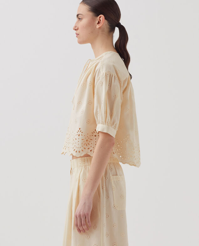 Blouse broderie anglaise en coton I307 ecru