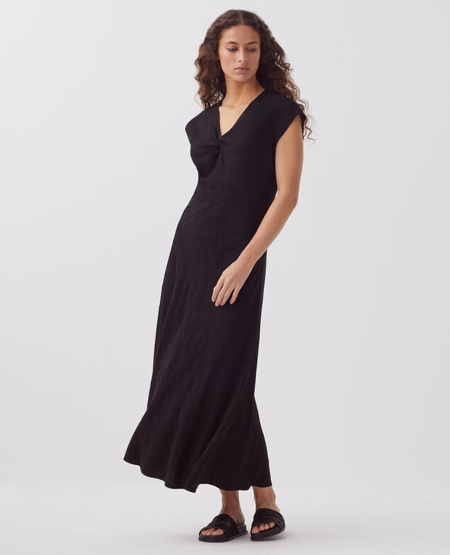 Robe longue fluide torsadée H091 black beauty