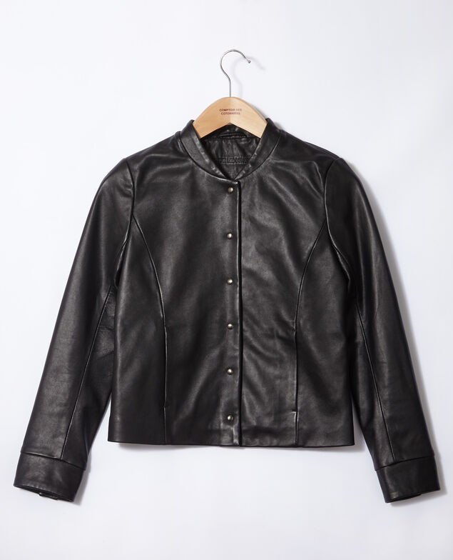 Veste en cuir de style bomber Noir
