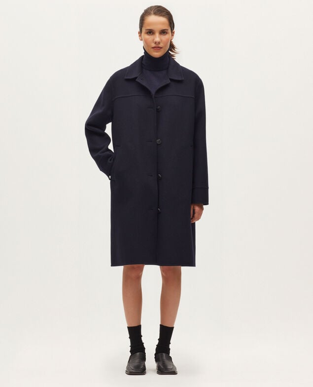 Manteau droit mi-long H695 night sky