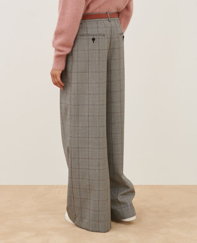 Pantalon ample en laine YVONNE A030 grey check