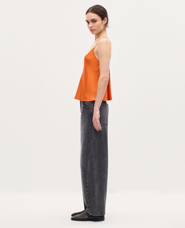 Top satiné à fines bretelles K240 apricot orange