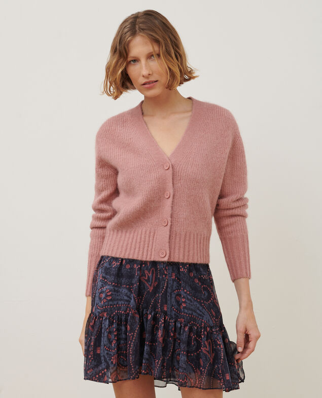 Cardigan en alpaga mélangé A110 pink knit