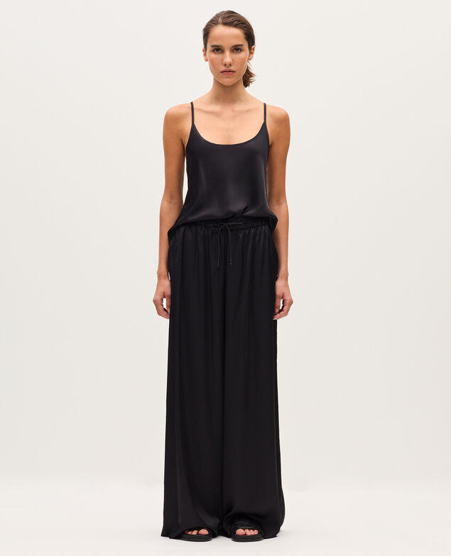 Pantalon large fluide satiné H091 black beauty