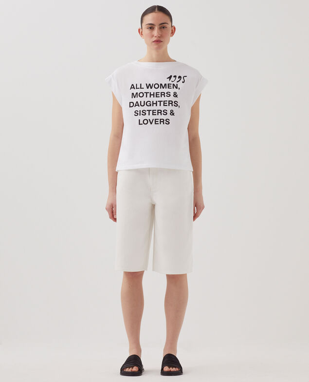 T-shirt boxy en coton J001 white base words
