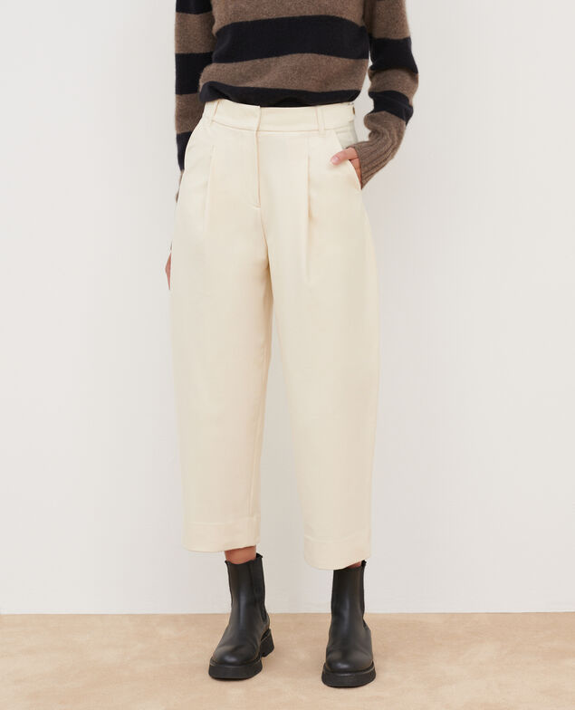 Pantalon carrot twill jersey PEGGY 4142 ecru