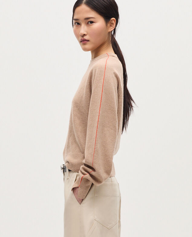 Pull col rond en cachemire K321 tan st pumpkin